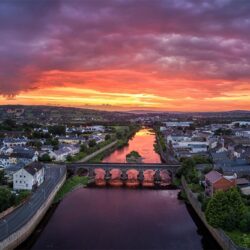 Strabane-Aerial-Sunset-Bridge_FULL Strabane Town & The River Mourne