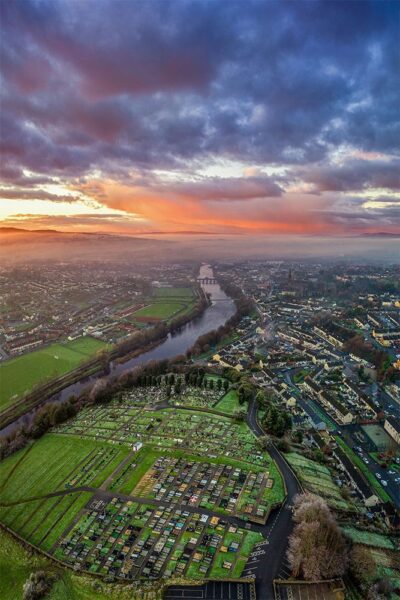 Strabane-Graveyard-Aerial_FULL Strabane Cemetery - Beneath a misty sunset