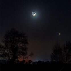 ‘Earthshine Moon, Jupiter & Venus Conjunction’